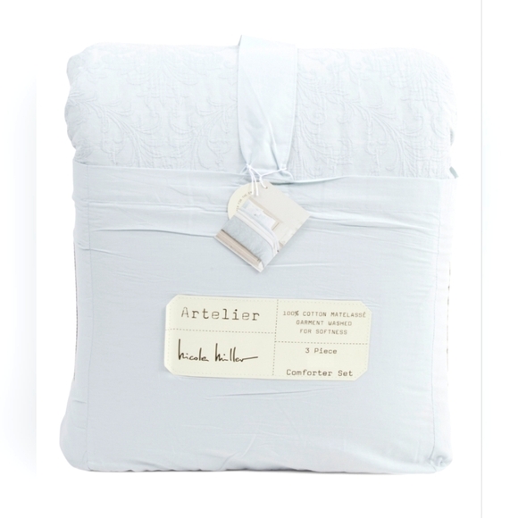 🔹️ Nicole Miller🔹️ ARTELIER Cotton Textured Color: Pool Comforter Set - Picture 1 of 2